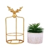 Highly Attractive Reindeer Cage Faux Plant With A Ceramic Pot