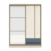 Velora Premium 2 Door 8ft Sliding Wardrobe with mirror Double cream - Hauge Blue Light Oak Finish