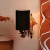 Devansh Metal Electric Wall Light in Antique Gold Colour with Black Shade Count of 1 Light