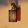 Devansh Solid Wood Electric Wall Light in Brown Colour with Black Shade Count of 1 Light
