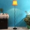 Braden Orange Fabric Floor Lamp with Black Iron Base