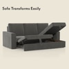 Kowloon Sectional 3 Seater Pull Out  Sofa Cum Bed with Storage in Slate Ash Grey Velvet Colour