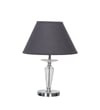 Viso Chrome Finish Metal And Clear Crystal Glass Table Lamp With Black Cotton Shade