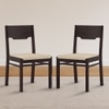 Kerry Solid Wood Dining Chair Set Of 2 In Mahogany Finish With Wheat Brown Fabric Colour