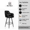 Doe Buck Luxury Faux Leather Counter Height Bar Stool in Black Colour