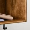 Modern Solid Wood Shelf with Hooks in Morgan Natural & Metal Black