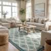 Jaipur Rugs Soft Diamond Wool 6x9 Feet Medium Sea Green And Light Sea Mist Dhurrie Carpet