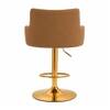 Doe Buck Oliver Adjustable Velvet Bar Stool in Brown Colour with Gold Base