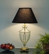 Mystic Hand Cut Rippled Glass And Brass Casted Metal Table Lamp With Black Cotton Shade