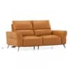 Luca Leather Three Seater Motorized Recliner in Golden Oak