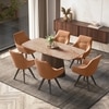 Nola 6 Seater Dining Table in Amber Jade Ceramic with Wella Dining Chair in Terracotta Fabric