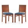 Atlas Dining Chairs Set Of 2 Finish Honey Colour Baltic Blue