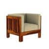 Prashiv 3+1+1 Seater Wooden Sofa (Creame Colour, Honey Finish)