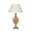 Hinton Amber Glass And Nickel Finish Metal Table Lamp With White Cotton Shade
