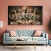 The Castle Decor Goddess Laxmi Wall Painting Wooden Framed 27x48 Inch (Style 13)