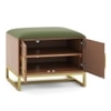 Nina 4 Pairs Solid Wood Shoe Cabinet With Seat In Amber Walnut Finish Olive Leatherette