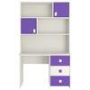 Flora Kids Study Desk cum Bookshelf with Shuttered Cabinets Open Shelves and Drawers in Ivory Lavender Purple Colour