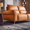Luca Leather Three Seater Motorized Recliner in Golden Oak