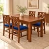 Globally Indian Taranga Solid Sheesham Wood 4 Seater Dining Table Set 4 Chairs Navy Blue