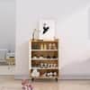 Hexa Red Engineered Wood Shoe Rack in Giant Wood and Frosty White Colour