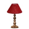 Devansh Maroon Jute Table Lamp With G Wood Natural Base (10X10X16) Inches)-36