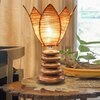 Devansh Rose Bamboo  Table Lamp With Wood Pebble Lamp (12X12X19.25) Inches