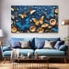 The Castle Decor Golden Butterfly Wall Art Set of 5 Wooden Framed Digital Painting 27x48 Inch