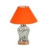 Devansh Conical Orange Cotton Shade Lamp With Wood & Mosaic Glass Base For Decoration/Office/Home/Gifting/Study For Decoration/Office/Home/Gifting/Study -(10X10X14.5) Inches -A