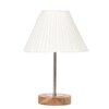 Devansh Off-White Cotton Vintage  Lamp With Natural  Wood Base  & Steel Pipe (12X17.75)