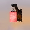Devansh Solid Wood Electric Wall Light in Brown Colour with Pink Shade Count of 1 Light