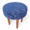 Nayla Solid Wood Stool in Indigo Patch Kantha Fabric