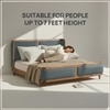 Valerio Duo-Panel Luxe King Size Bed in Grey Blue colourVelvet with Oak wood Frame