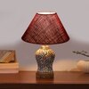 Devansh Conical Maroon Jute Shade Lamp With Wood & Mosaic Glass Base For Decoration/Office/Home/Gifting/Study For Decoration/Office/Home/Gifting/Study -(10X10X14.5) Inches -A
