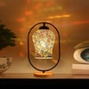 Devansh Multicolor Glass Wooden & Iron  Table Lamp -17 Inch Height - Plap