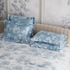 Stoa Paris Super King Size Cotton Bedsheet with 4 Pillow Covers  Size Snow Flower Blue