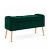 Doe Buck Upholstered Storage Bench in Green Colour with Gold Legs