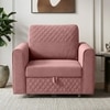 Baruna 1 Seater Velvet Pull Out Sofa Cum Bed with Storage In Peach Color
