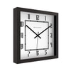 Bold Square Wooden Wall Clock with Geometric Dial and Modern Roman Numerals