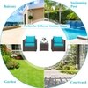 Carry Bird Wicker Patio Furniture Outdoor Balcony Chairs In Brown And Blue Colour