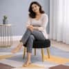 Doe Buck Luna Boucle Round Ottoman Stool in Black Colour with Gold Metal Legs