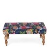 Bestone Sheesham Wood Mid Century 2+1+1 Seater Bench Set With 2 Stools In Fruit Print Blue Kantha