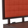 Florence Queen Size Solid Wood Hydraulic Storage Bed In Mahogany Finish & Lava Colour