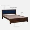 Dhunja Solid Sheesham Wood  King Size  blue Upholstered  Bed In Provincial Teak Finish