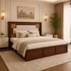 Nayra Solid Wood Comfort King Bed Hydraulic Storage Provincial Teak Finish Mattress 72 x 78 Inches