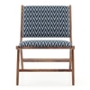 Maureen Lounge Chair in Teak Finish (Colour- Blue Chevron Ikat)