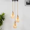 Alita 3 Light Amber Luster Glass Brass Edge Pendant Cluster
