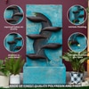 Blue Brown Contemporary Leaf Indoor Water Fountain