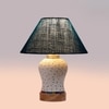Devansh Conical Turquoise Jute Shade Lamp With Wood & Mosaic Glass Base For Decoration/Office/Home/Gifting/Study For Decoration/Office/Home/Gifting/Study -(10X10X14.5) Inches -A