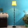Conor Yellow Fabric Floor Lamp with Black Iron Base