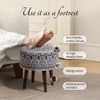 Botanic Fabric Wooden Ottoman in Blue Color